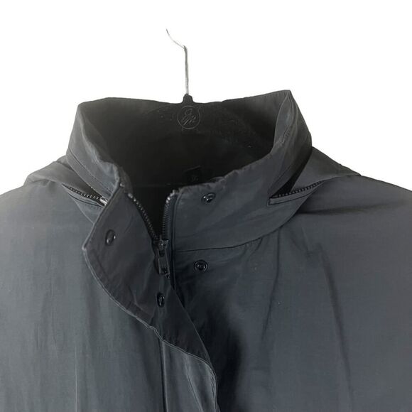 Eileen Fisher Lightweight Cotton Nylon Stand Collar Long Coat Black Sz S - Picture 3 of 8